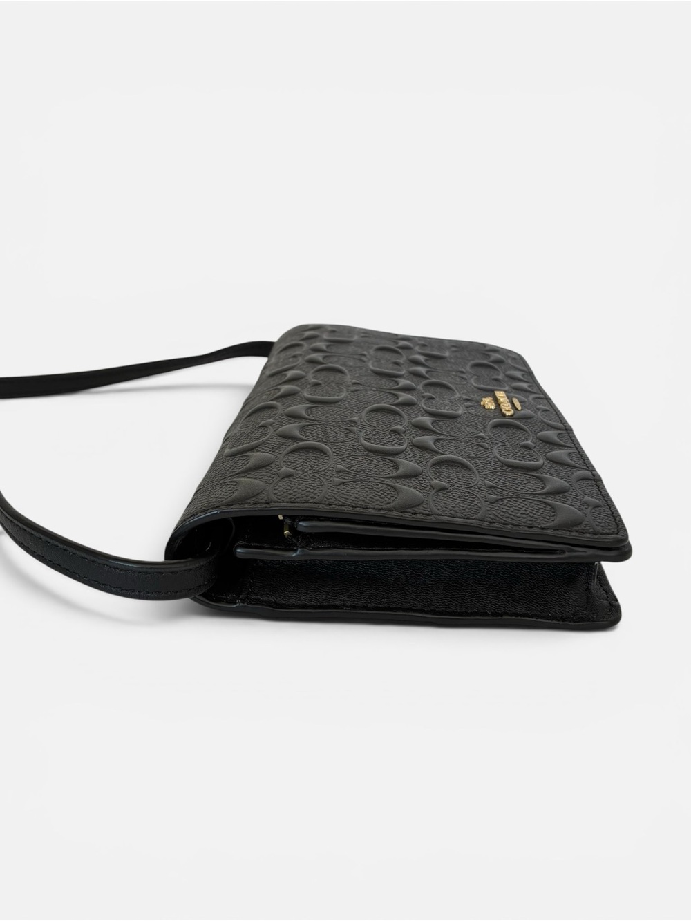 Coach Black Embossed Signature Leather Crossbody with Gold Hardware - Picture 5 of 9